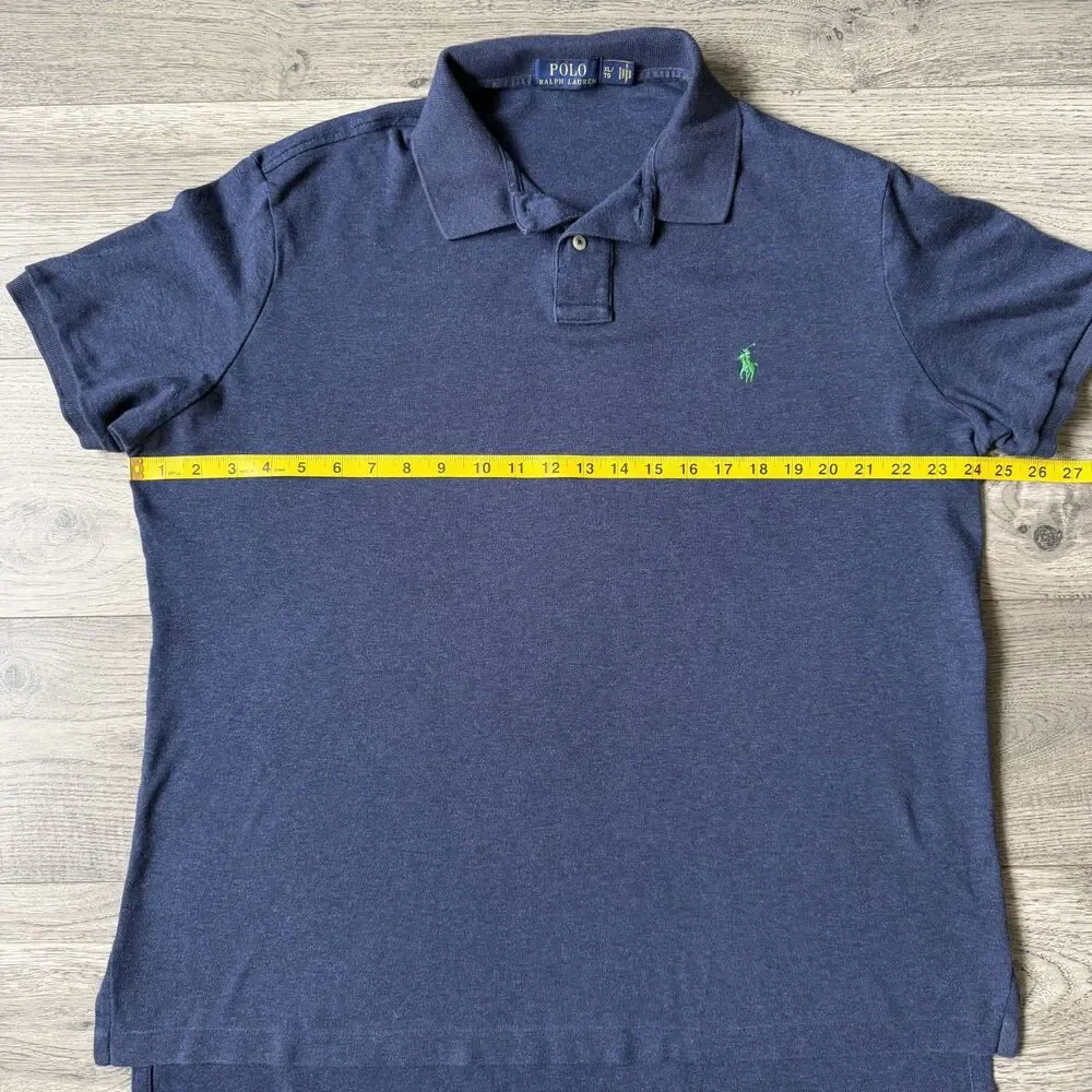 Polo Ralph Lauren Men's Navy Blue Short Sleeve Polo Shirt Green Pony - XL